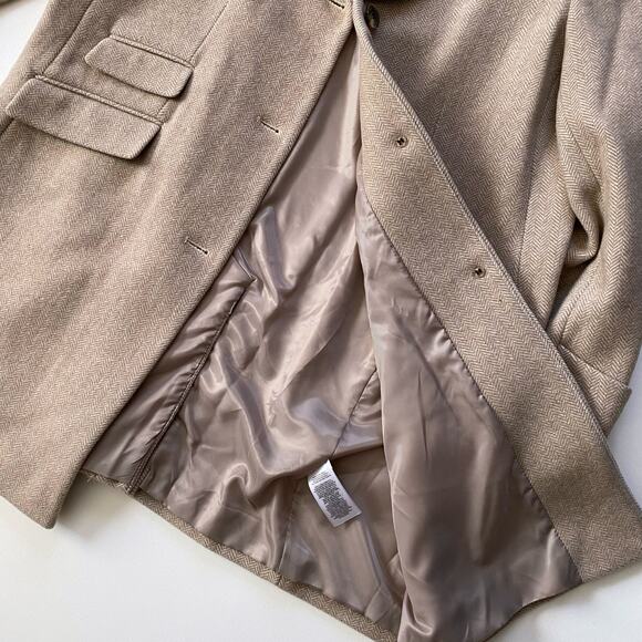 NWT Lauren Ralph Lauren Reefer Coat Plus Size 20W Wool Herringbone Beige $400 - Picture 4 of 8
